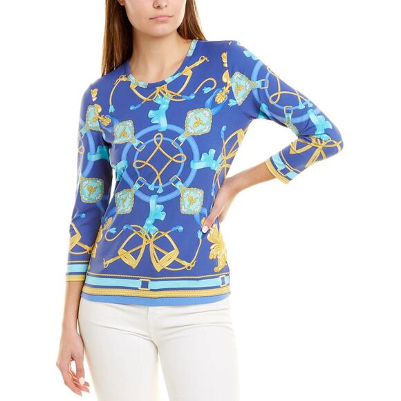 J. McLaughlin Catalina Cloth 3/4 Sleeve Colorful Tee Shirt Large L - Picture 1 of 7